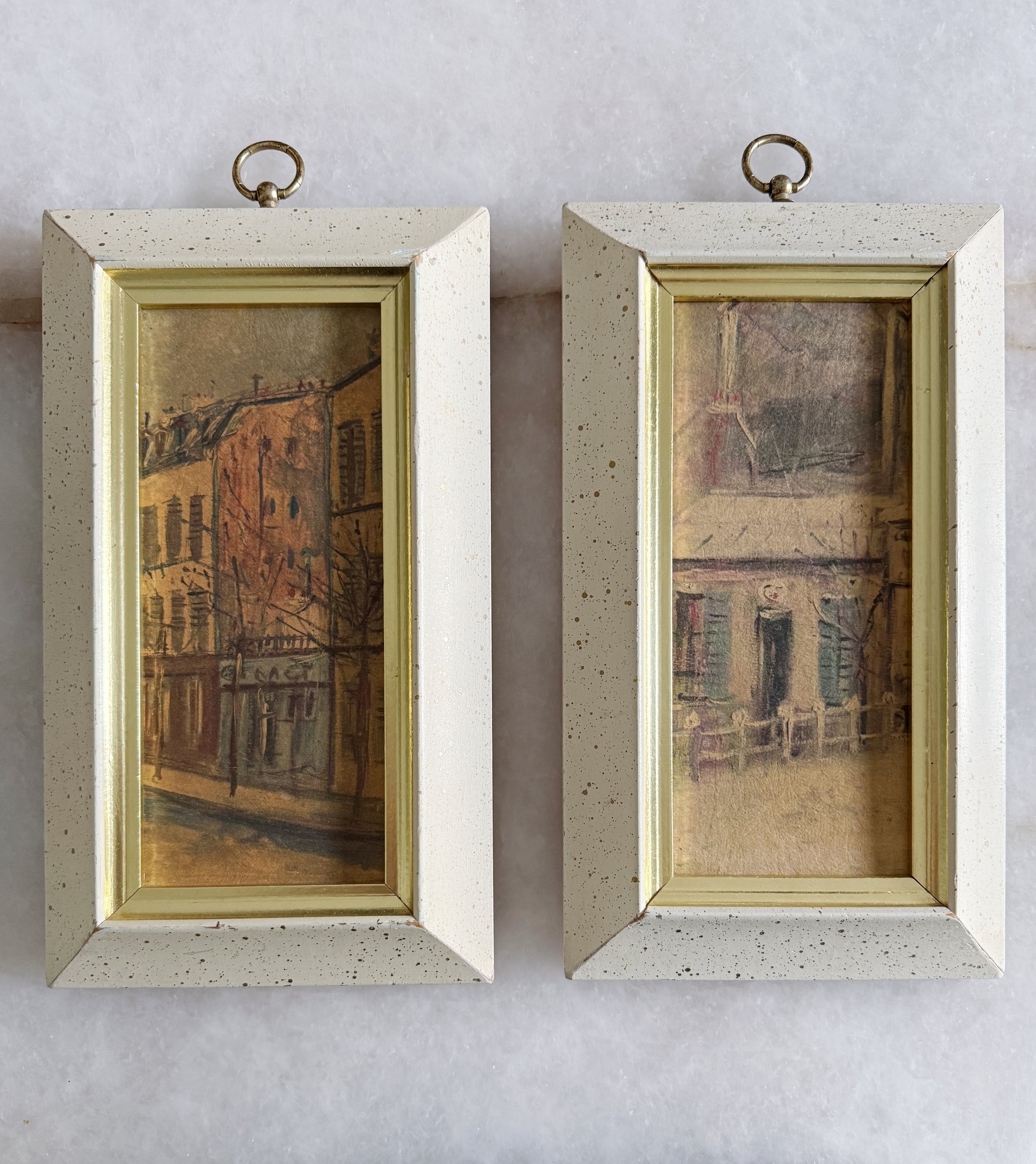 Vintage Mid-Century Framed Architectural Wall Art | Set of Two