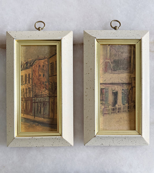 Vintage Mid-Century Framed Architectural Wall Art | Set of Two