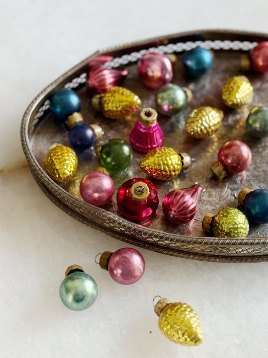 Dainty Colorful Glass Christmas Ornaments - Set of 24