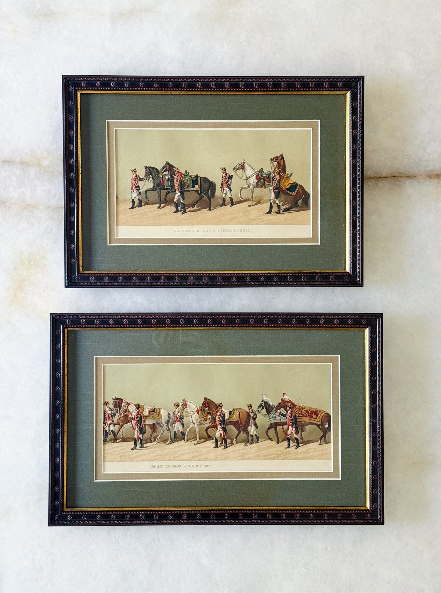 Vintage Framed Spanish Equestrian Prints, Set of 2