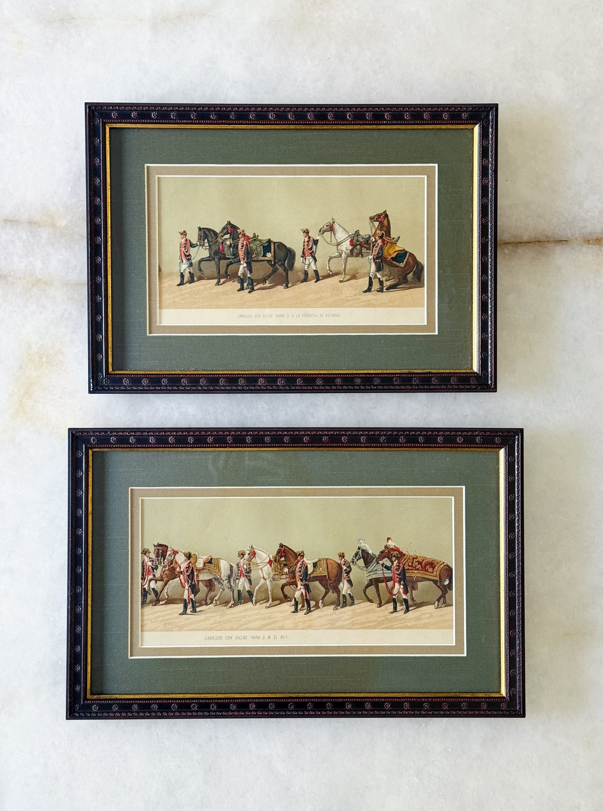 Vintage Framed Spanish Equestrian Prints, Set of 2