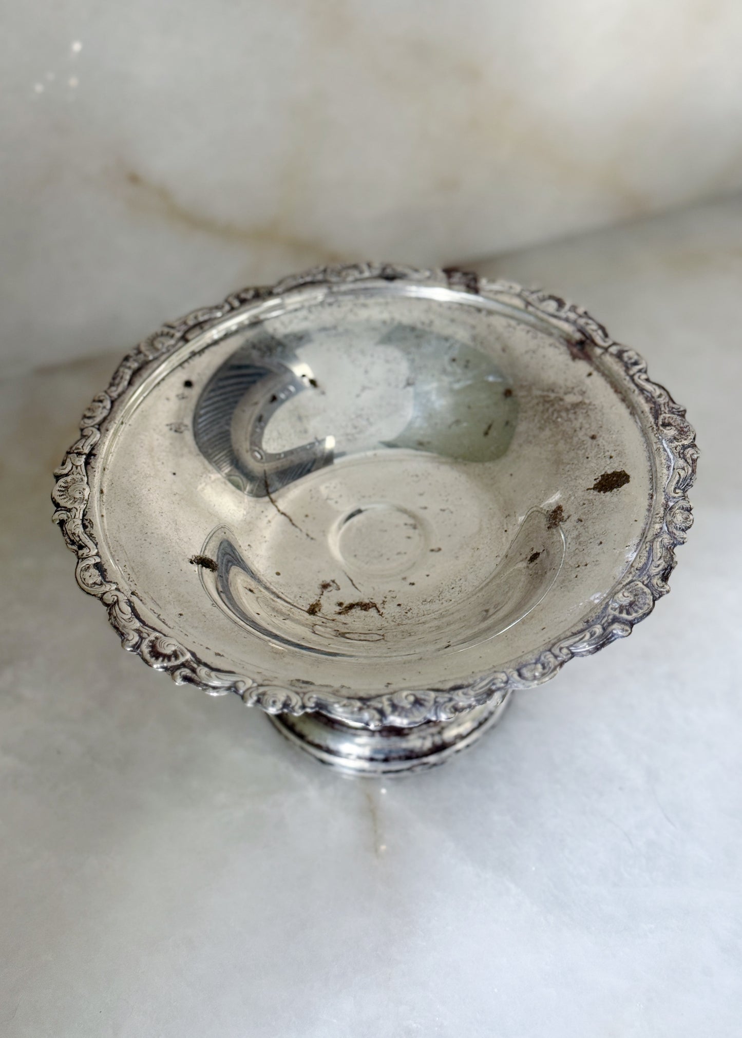 Vintage Silver Pedestal Compote Dish