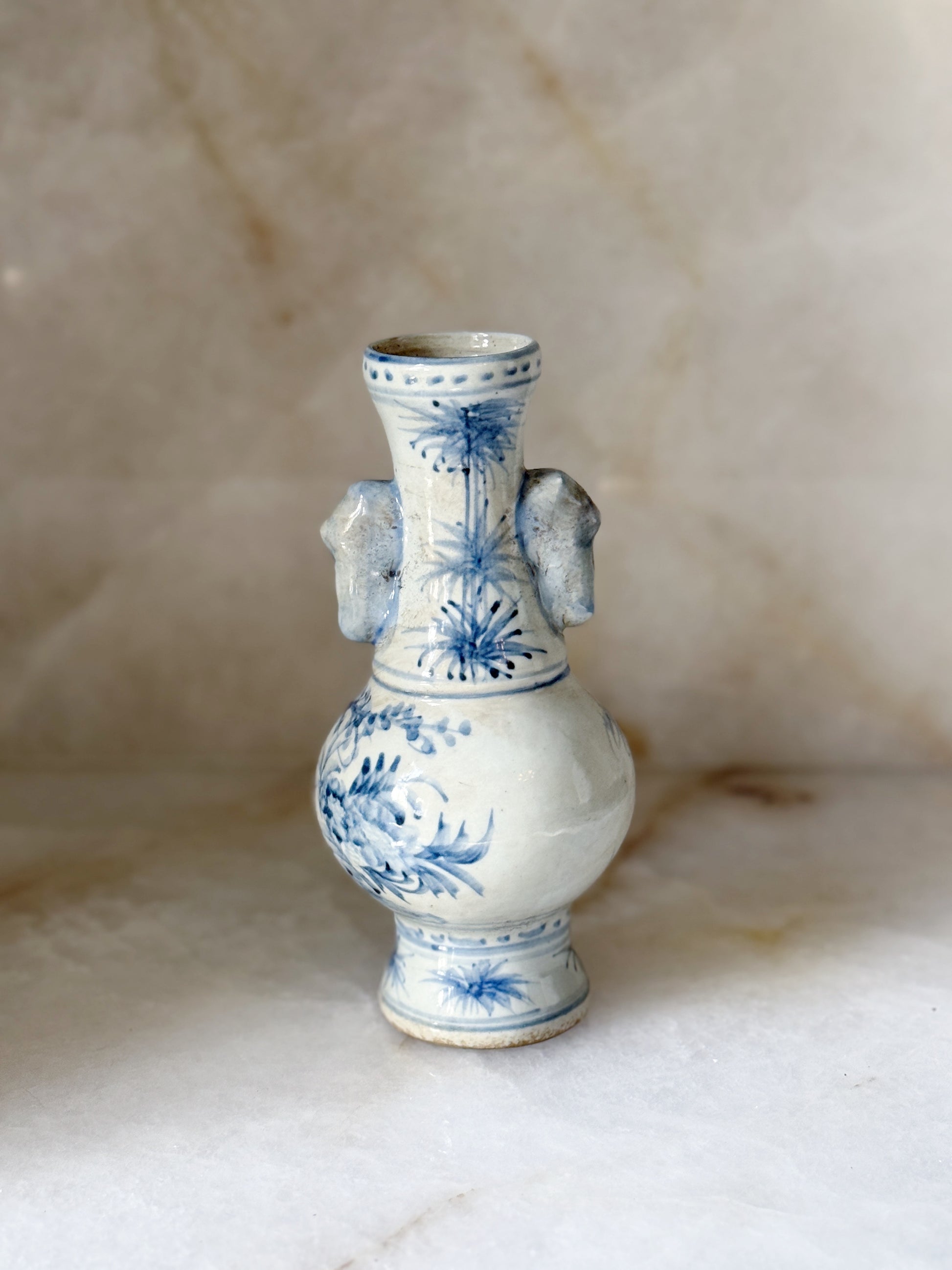 Hand Painted Blue & White Bud Vase