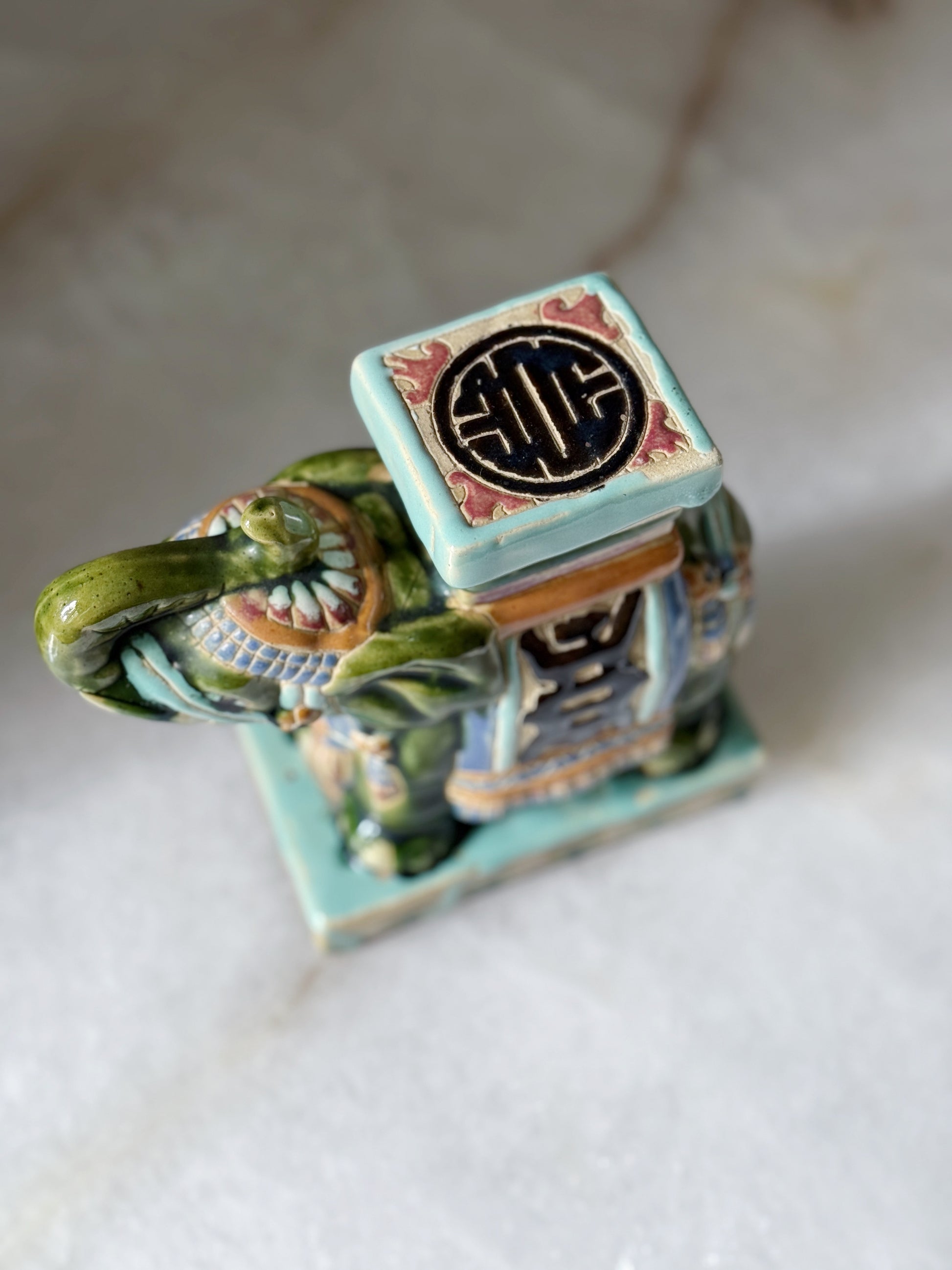 Vintage Elephant Green Figurine