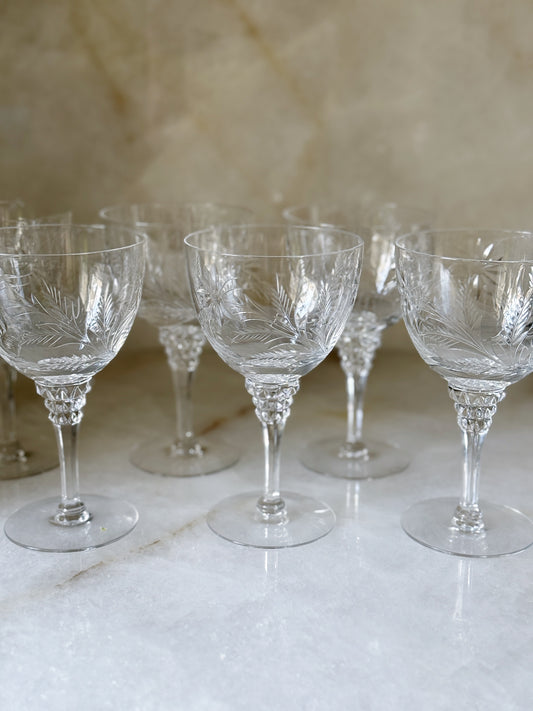 Set of Vintage Crystal Wine Goblets