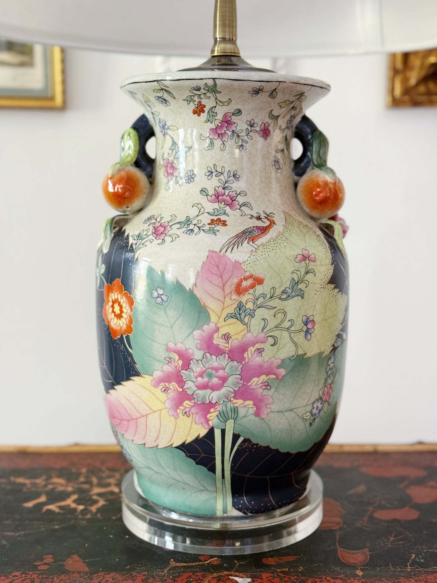 Large Tobacco Leaf Hand Painted Lamp