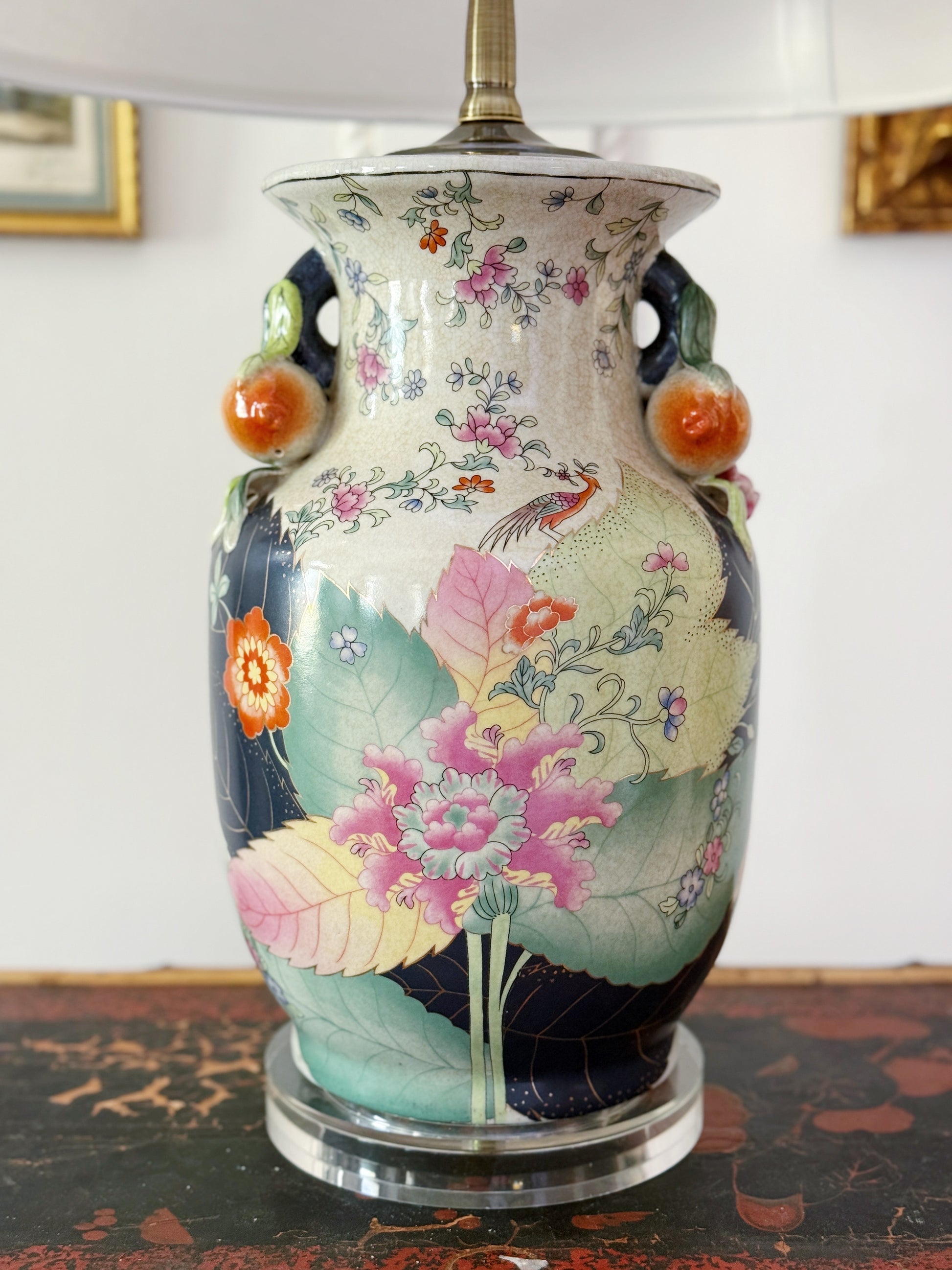 Large Tobacco Leaf Hand Painted Lamp