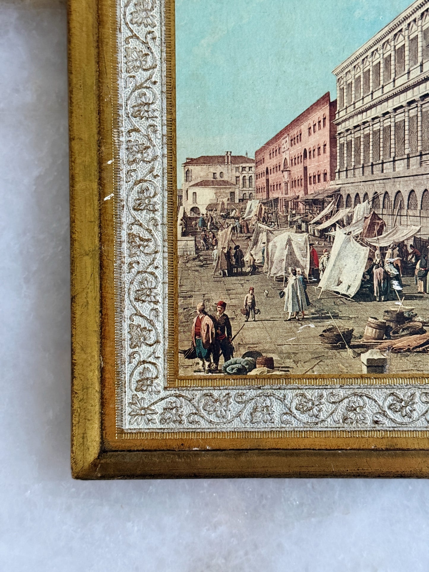 Vintage Italian Florentine Venice Scene Wall Plaque