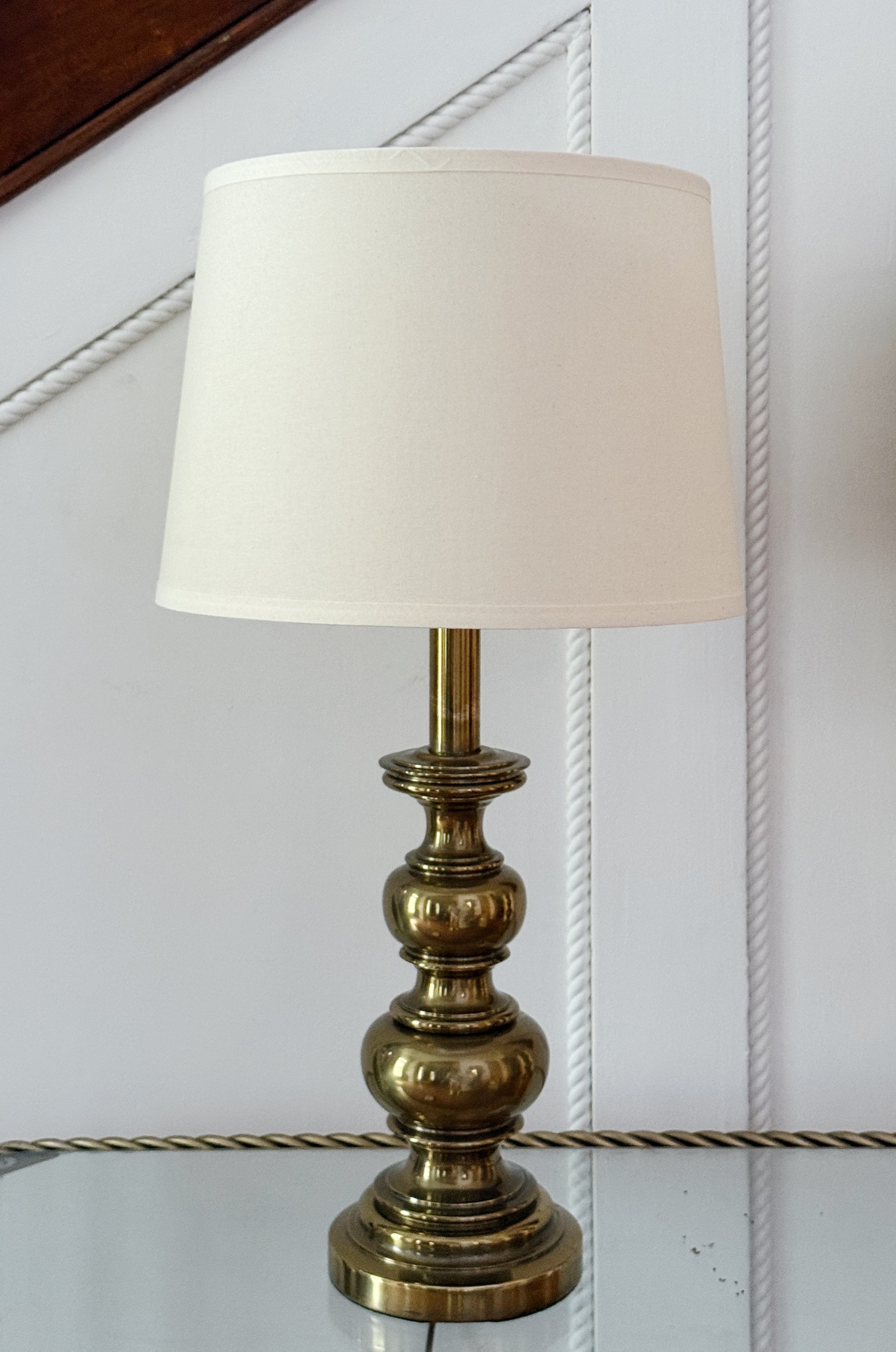 Vintage Stiffel Brass Table Lamps with Ivory Shades