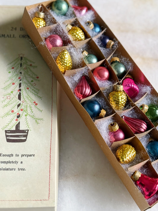 Dainty Colorful Glass Christmas Ornaments - Set of 24