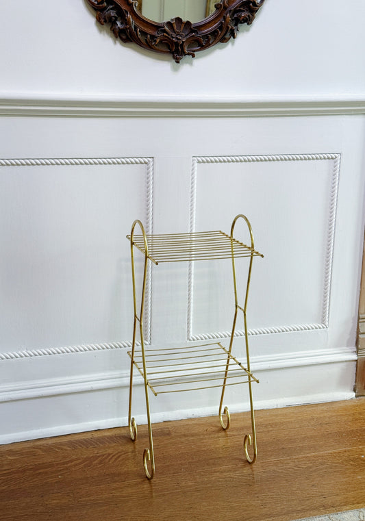 vintage Hollywood regency brass wire shelf