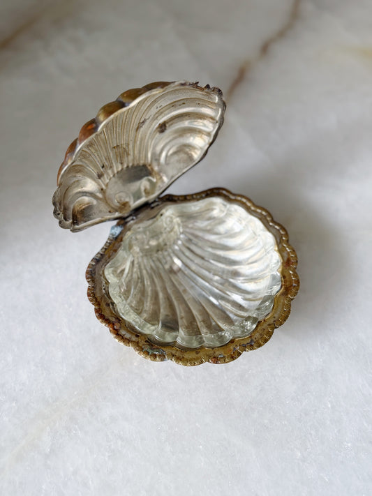 Vintage Brass Clamshell Caviar Dish