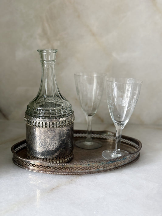 Vintage Silver & Glass Decanter