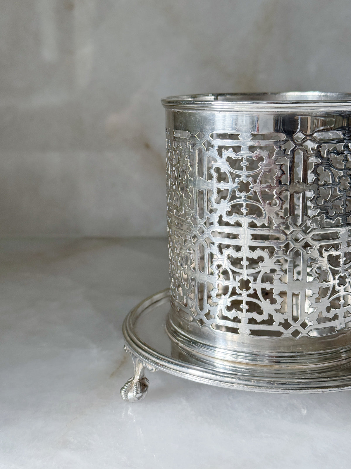 Vintage Silverplate Reticulated Wine Bottle Holder
