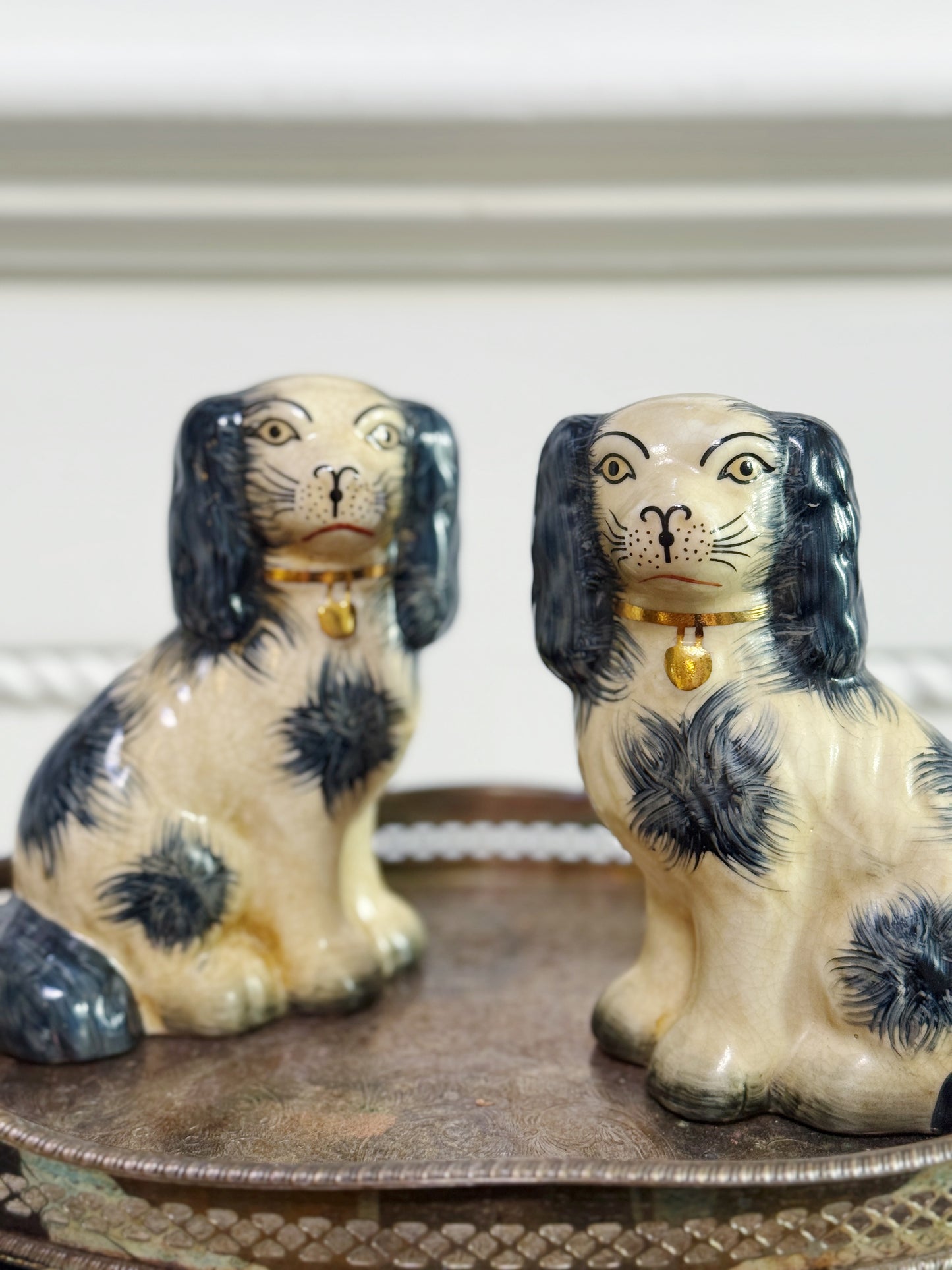 Set of Charcoal Gray Staffordshire Dogs