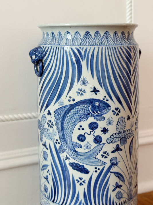 Blue & White Hand Painted Umbrella Stand