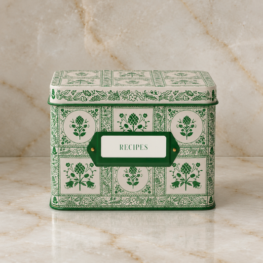 Artichoke Botanical Print Recipe Tin