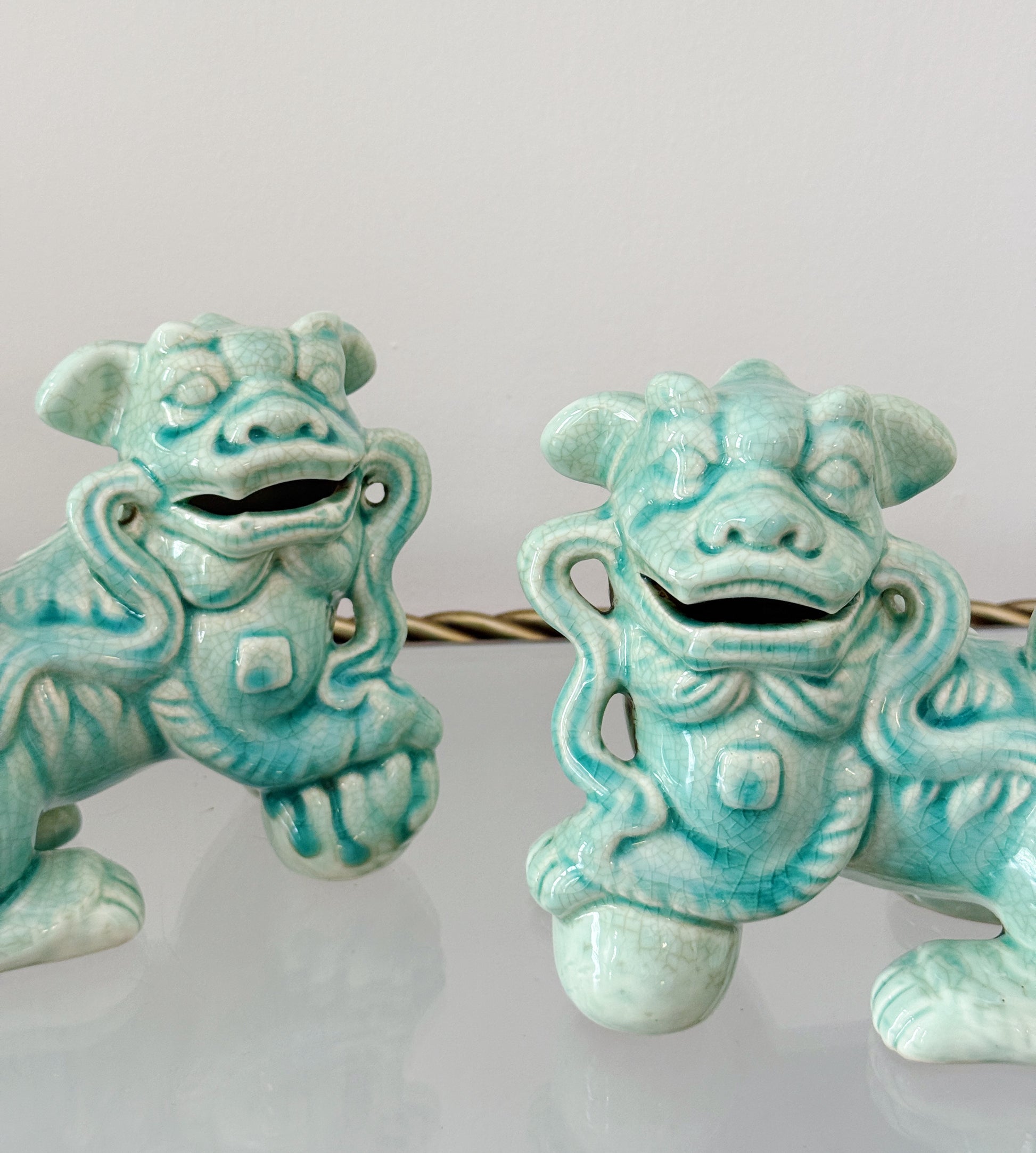 Aqua Green Foo Dogs | Pair