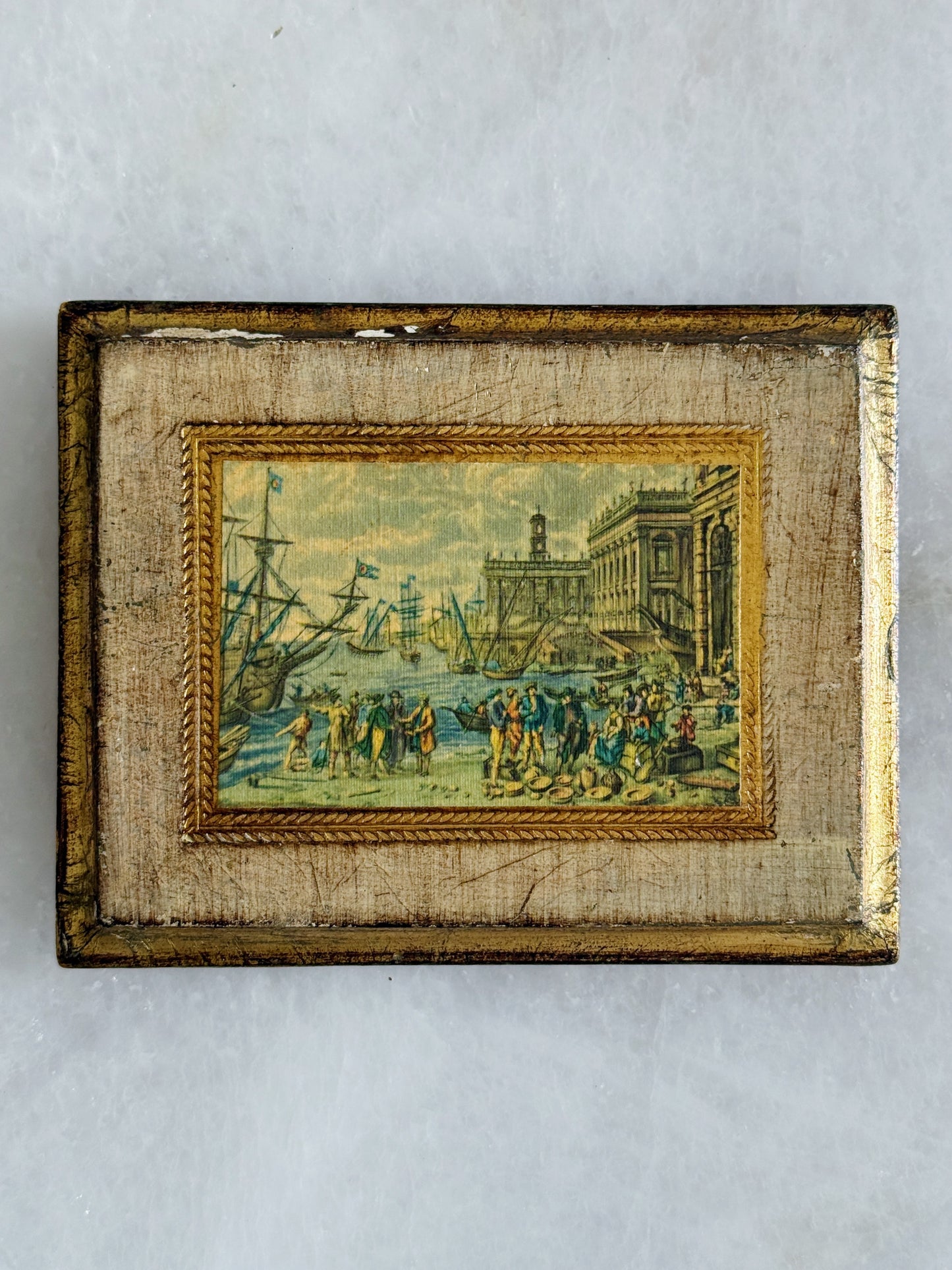 Vintage Italian Florentine Venetian Wall Plaques | Set of 2 Gilt Wood Framed Prints