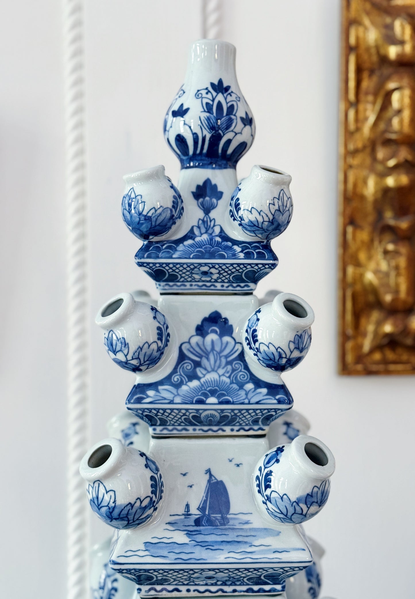 Blue and White Porcelain Tulipiere Vase