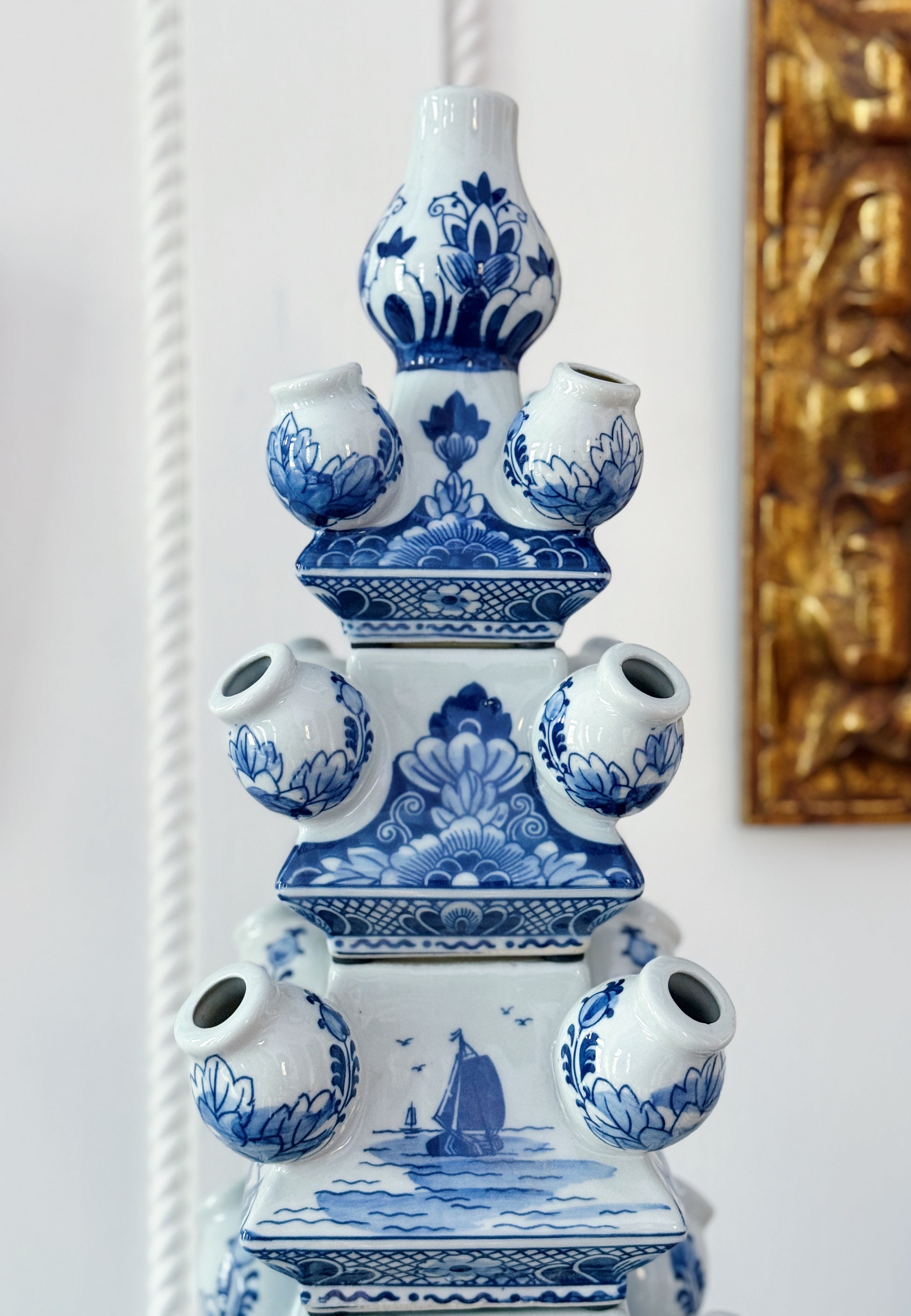 Blue and White Porcelain Tulipiere Vase