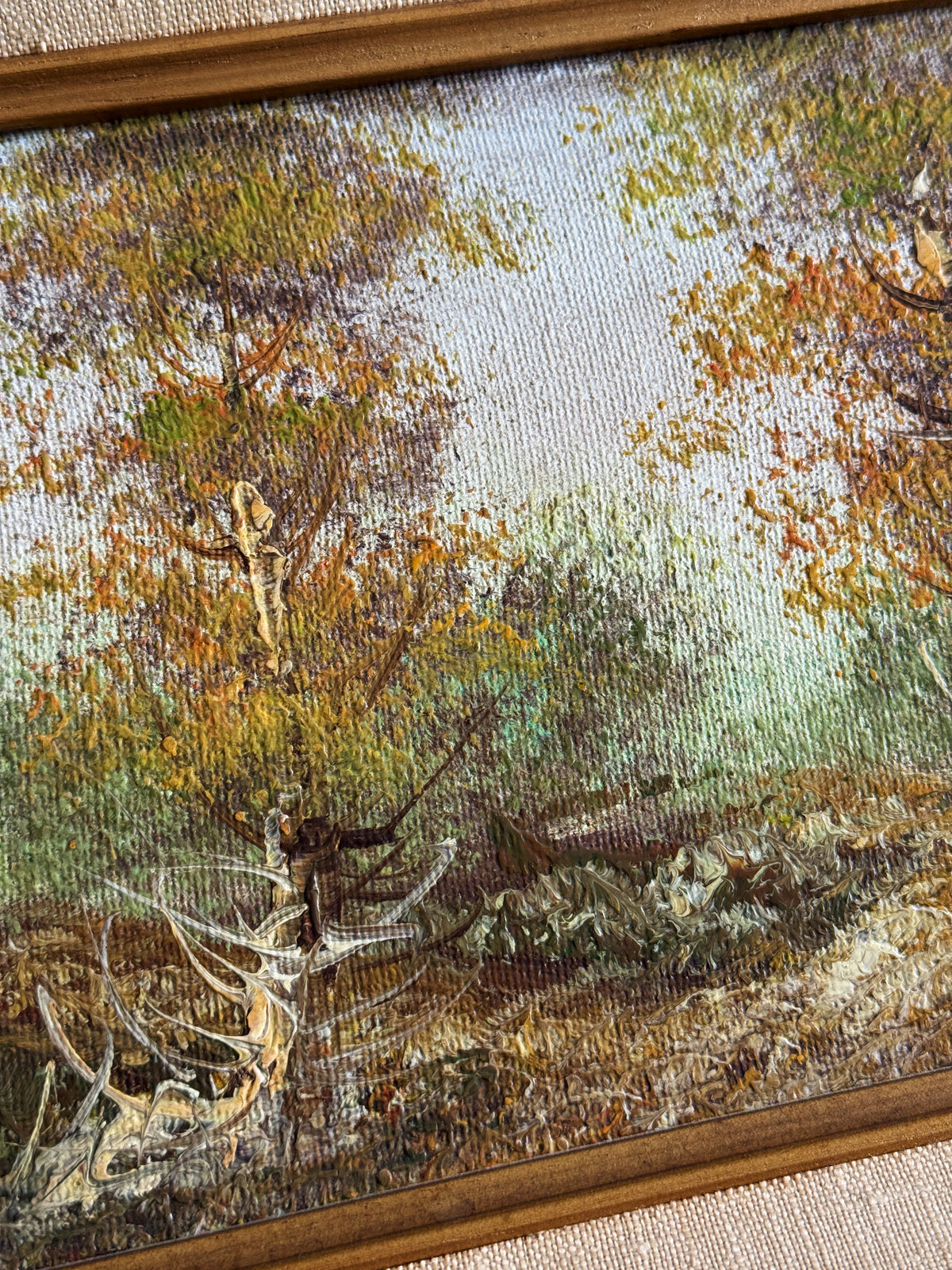 Vintage Framed Woodland Landscape Oil Painting
