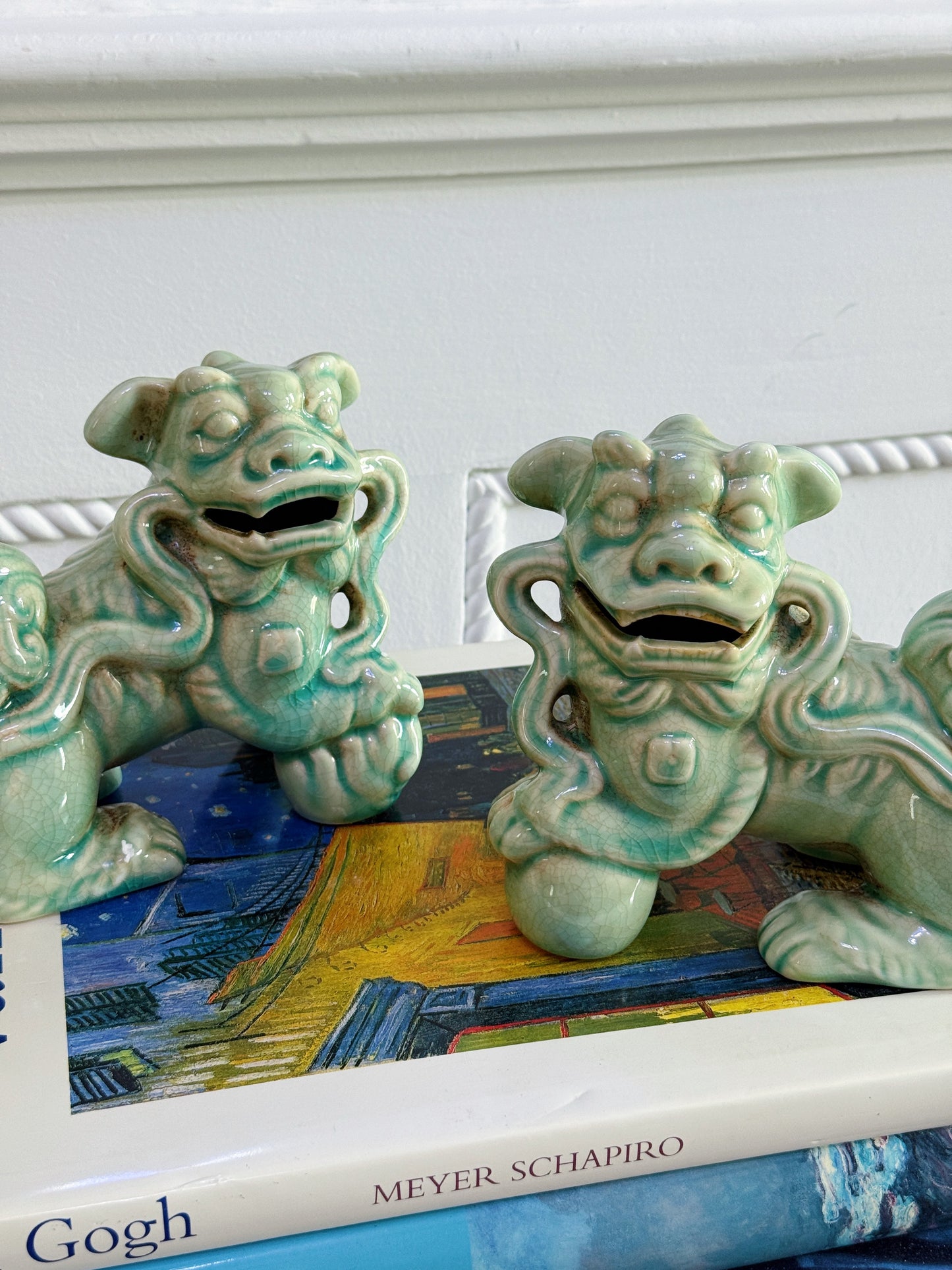 Celadon Green Foo Dogs | Pair