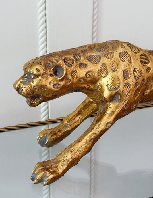 Gold Detailed Leopard Sculpture