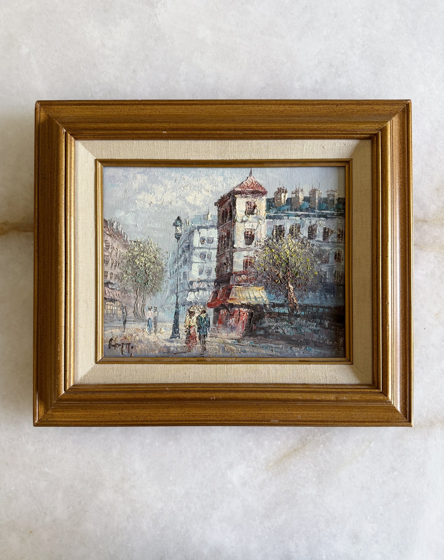 Vintage Oil Painting – European City Scene