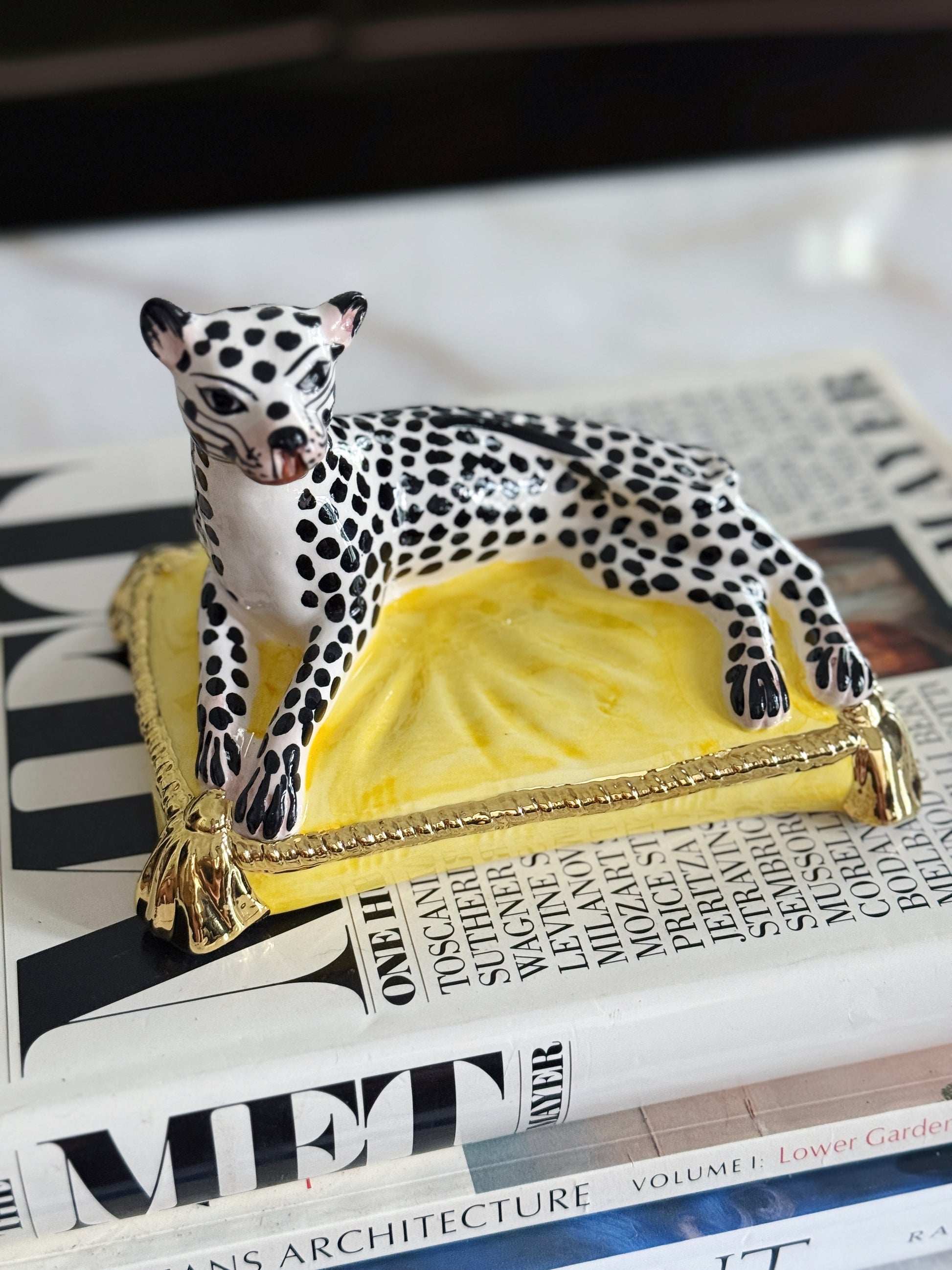 Pair of Porcelain Leopard Figurines