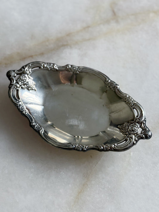 Vintage Silver Oval Decorative Tray