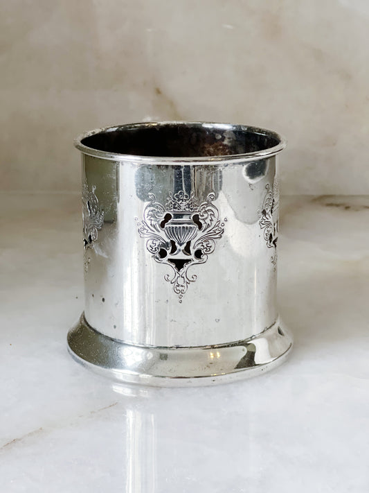 Tall vintage silver wine coaster