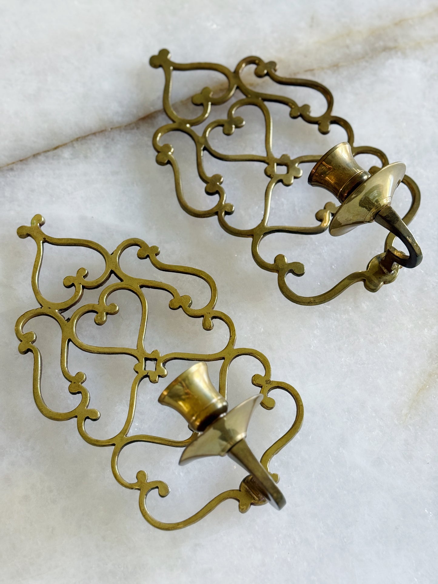 Set of Vintage Brass Scrolling Candle Sconces