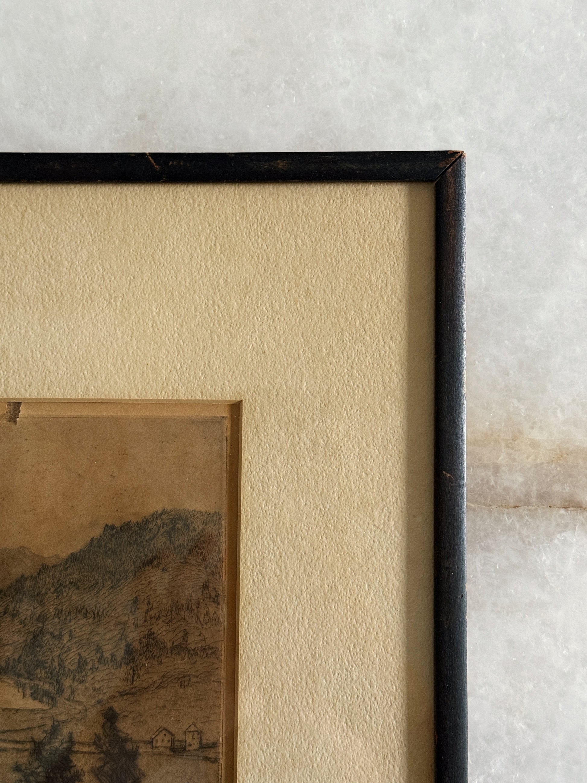 Antique 1905 Herman Struck Signed Etching of St. Moritz, Switzerland | Framed