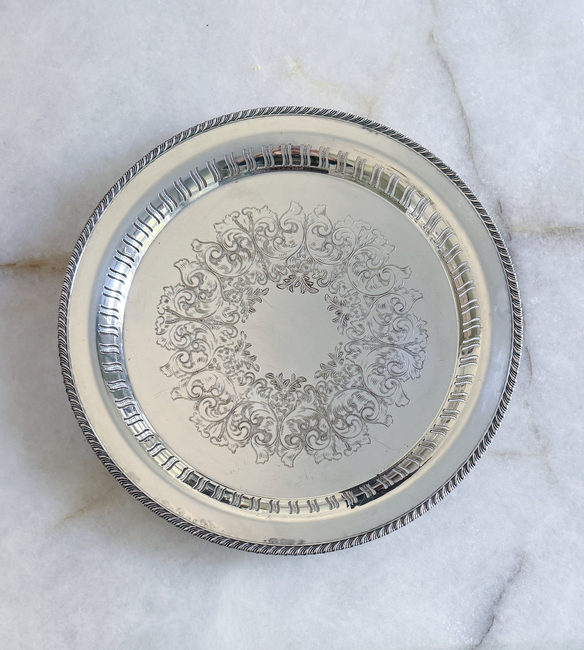 Vintage Silver Plate Reticulated Serving Tray – 16.75”