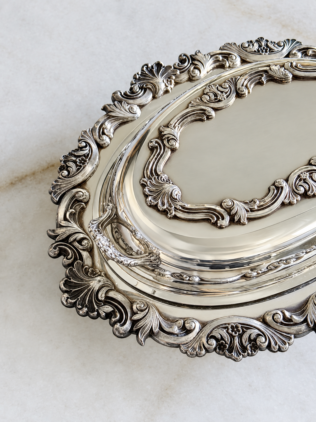 Vintage Ornate Silver-Plated Covered Serving Dish