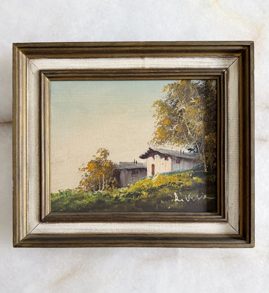 Vintage Framed Rustic Landscape Oil Painting