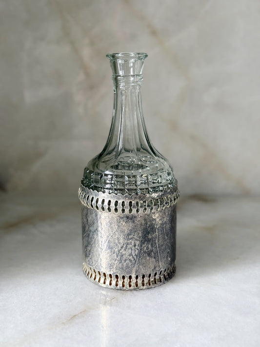 Vintage Silver & Glass Decanter