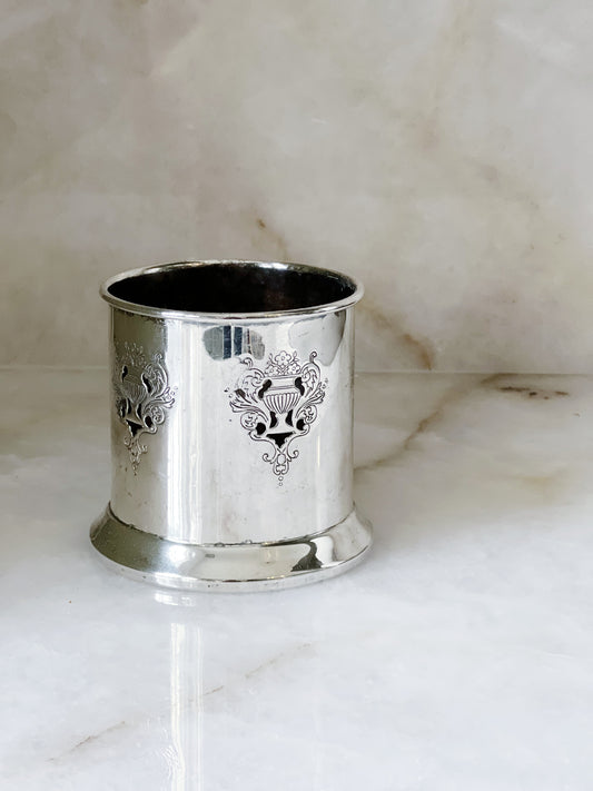 Tall vintage silver wine coaster