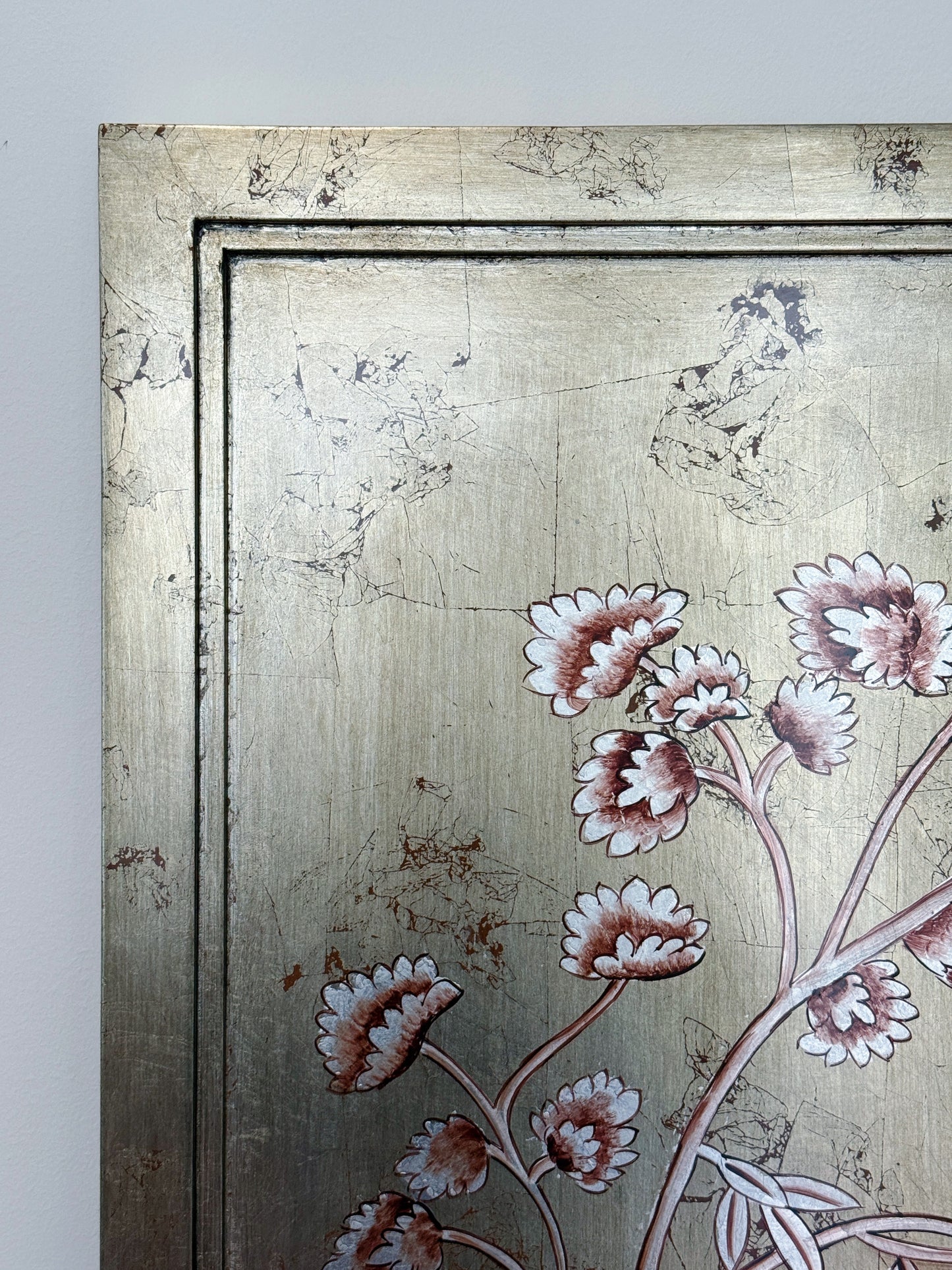 Large Scale Hand-Painted Metallic Chinoiserie Wall Panel
