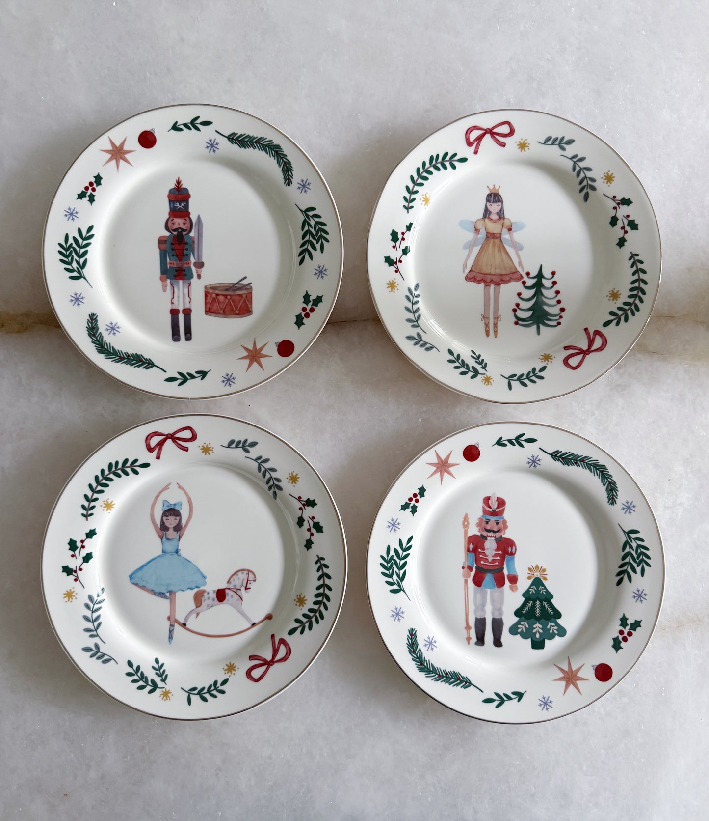 Nutcracker Wonderland Christmas Salad Plates – Set of 4