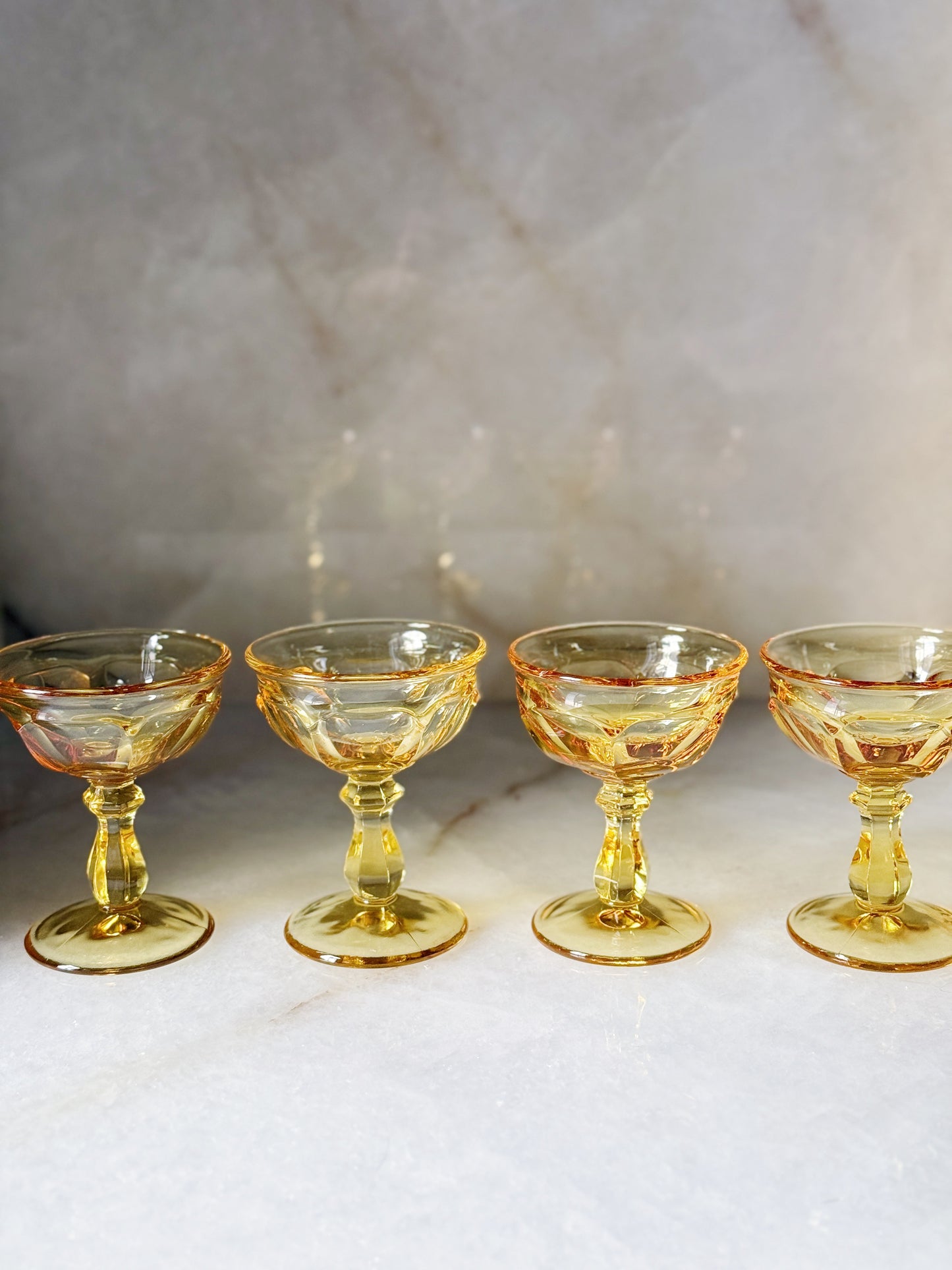 Vintage Yellow Glass Champagne Coupes