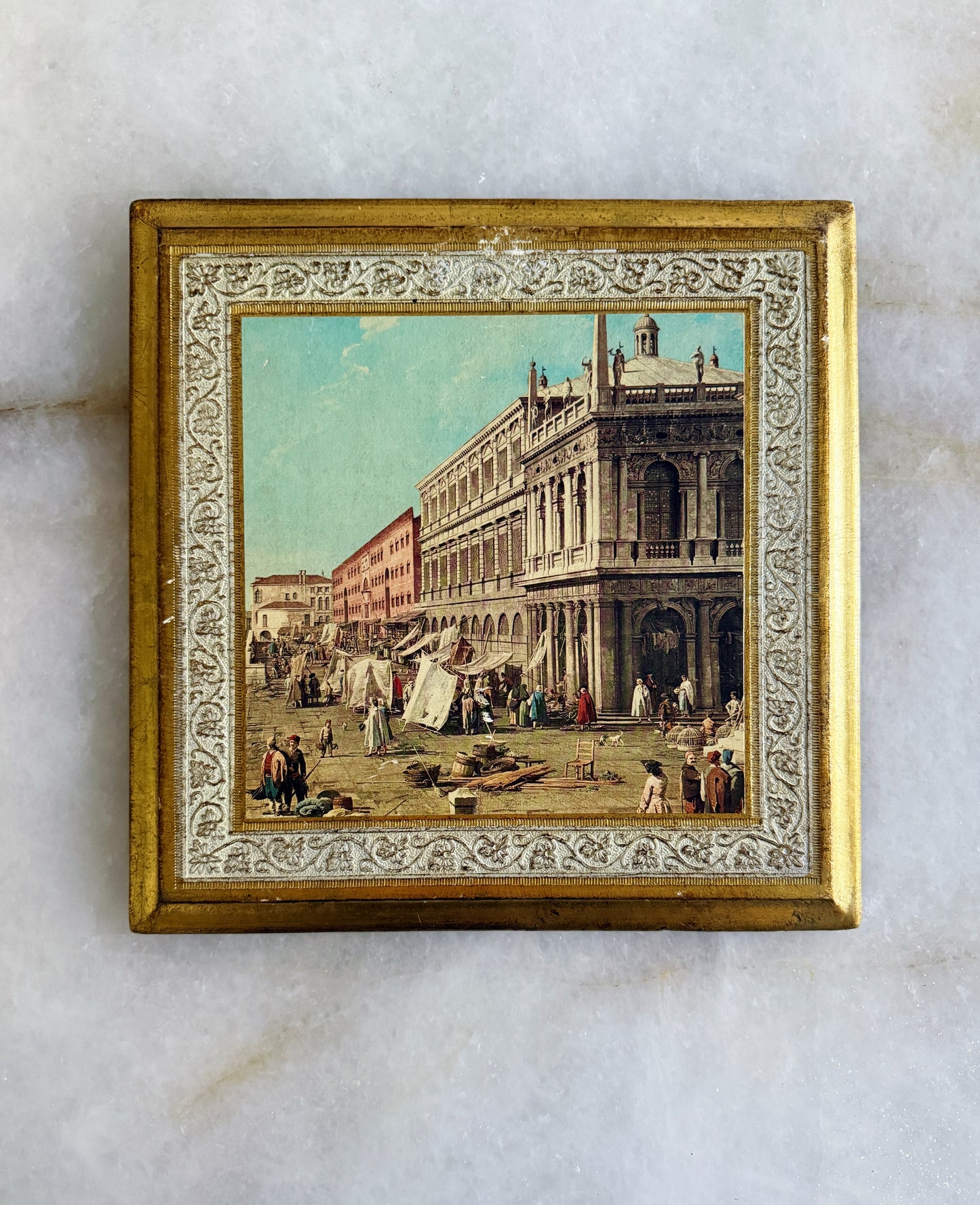 Vintage Italian Florentine Venice Scene Wall Plaque