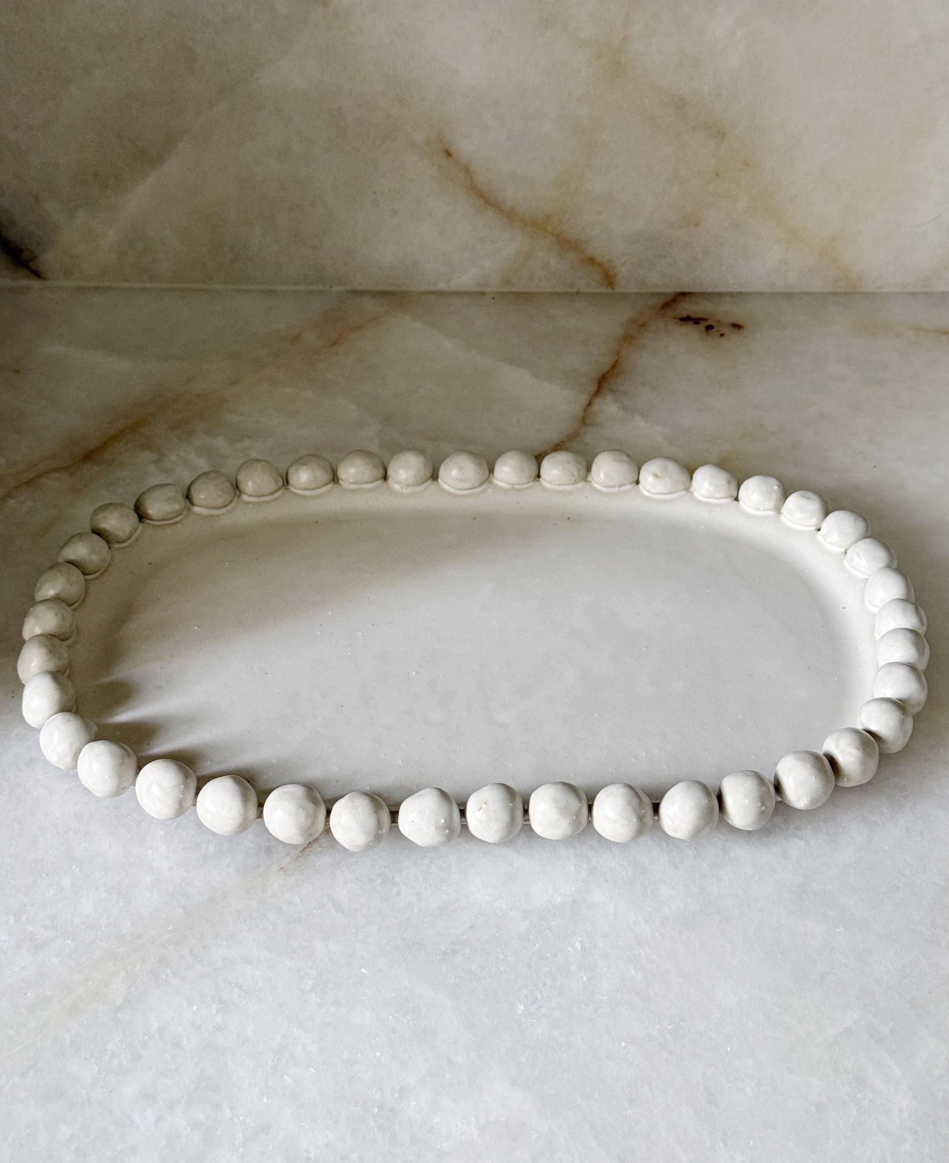 Handmade Stoneware Bubble Edge Serving Platter