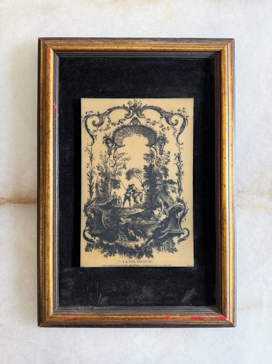 Vintage Framed French “La Voltigeuse” Decorative Panel