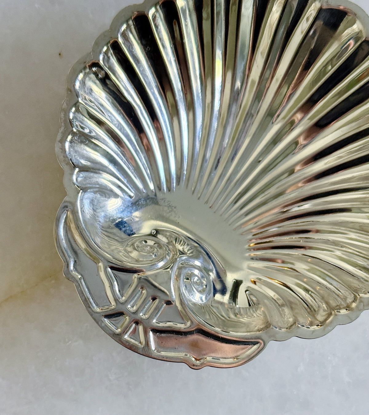 Vintage silver shell dish