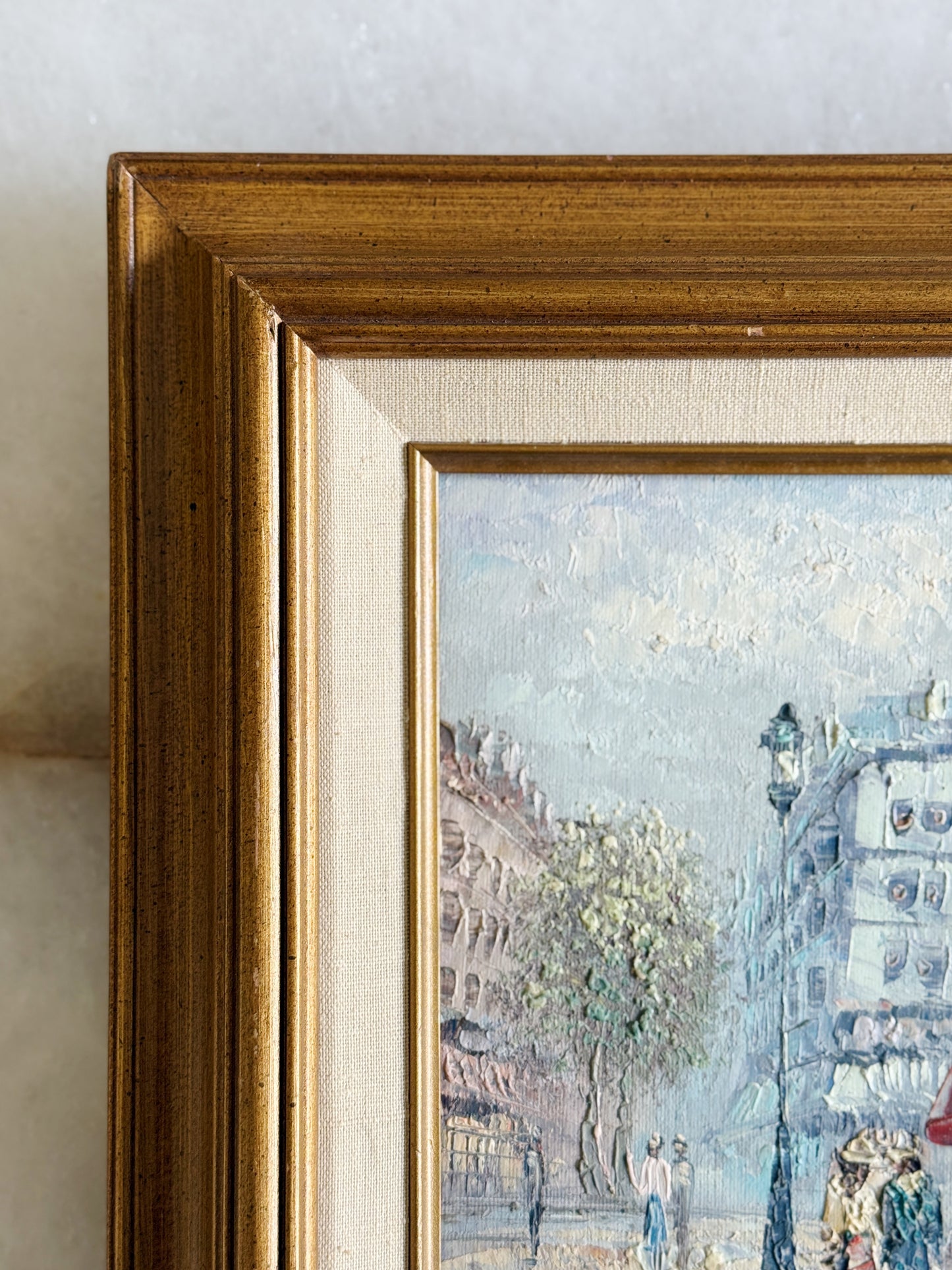 Vintage Oil Painting – European City Scene