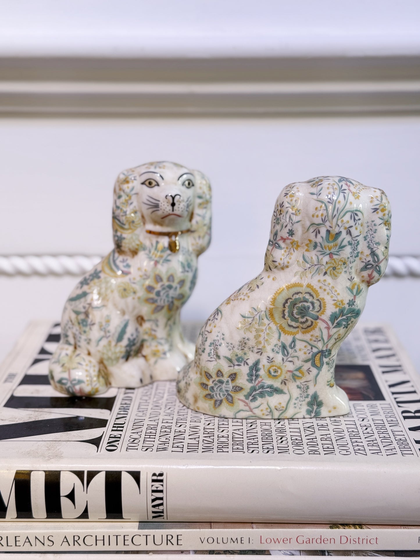 Set of Staffordshire Dogs - Floral Pattern