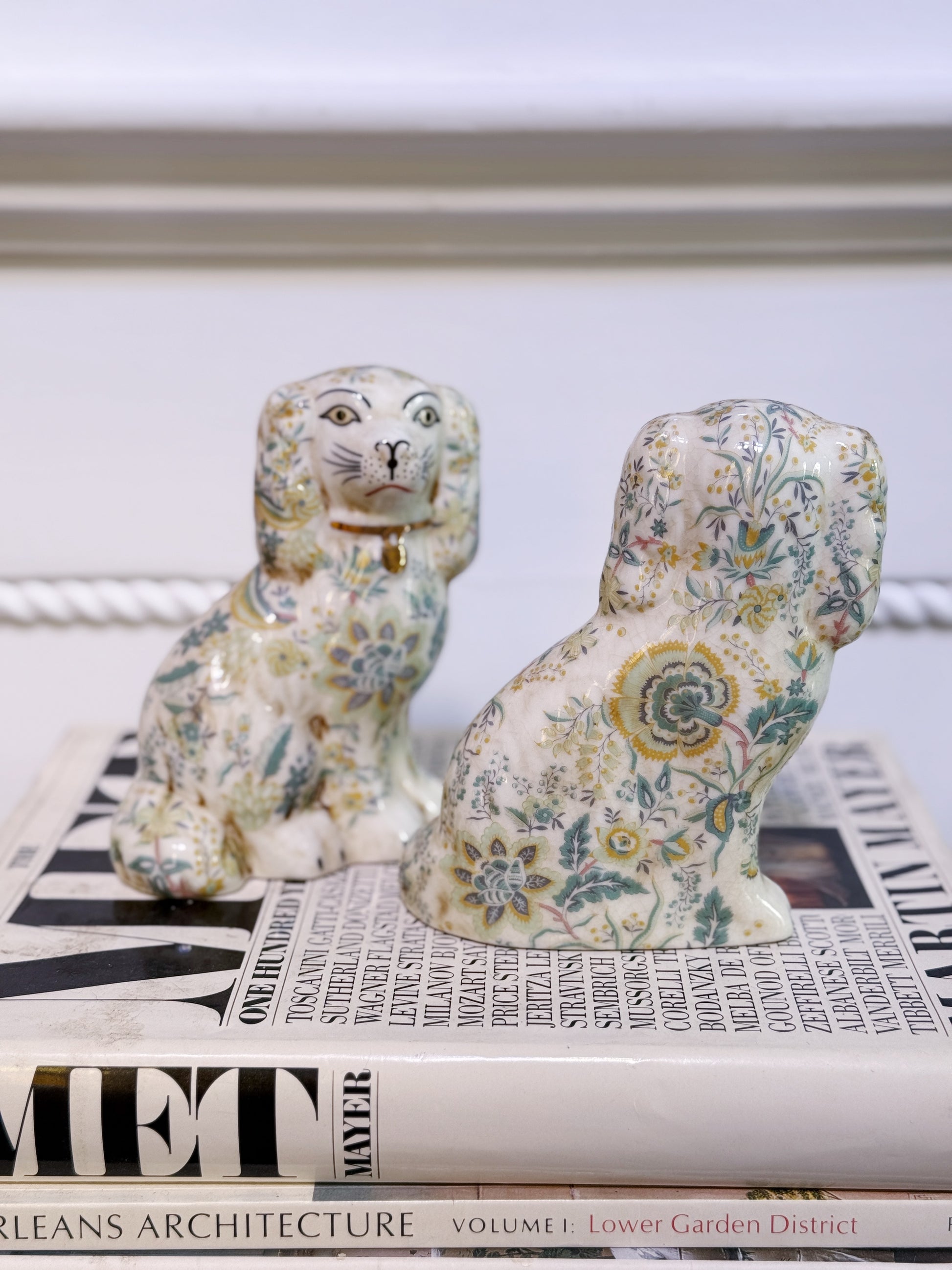 Set of Staffordshire Dogs - Floral Pattern
