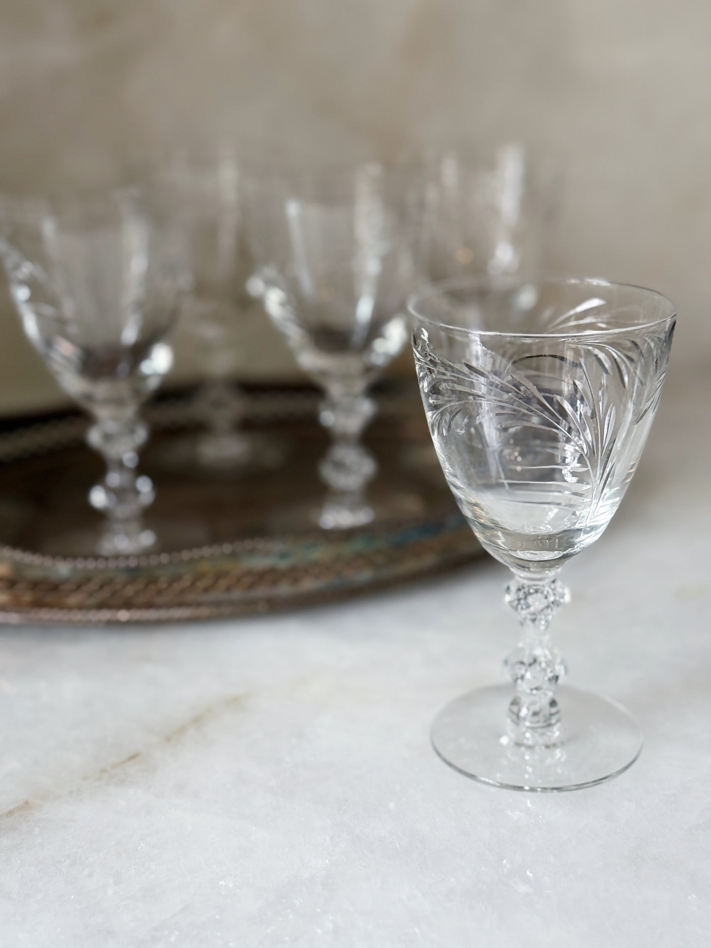 Set of Vintage Crystal Small Cocktail Glasses